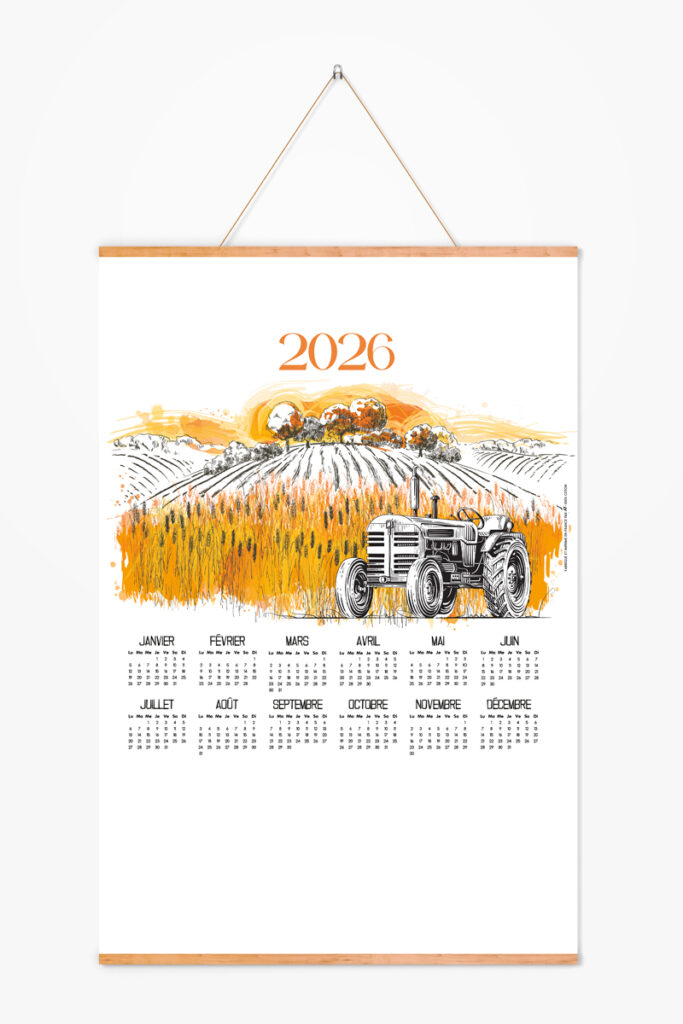Présentation d'un calendrier torchon en tissu de fabrication francaise