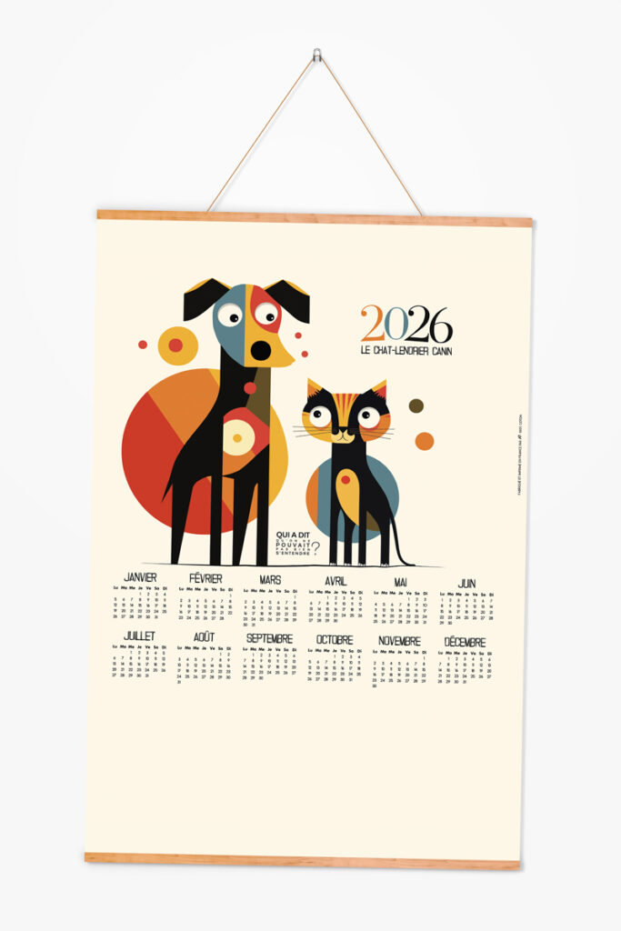 Calendrier torchon chien chat 2026