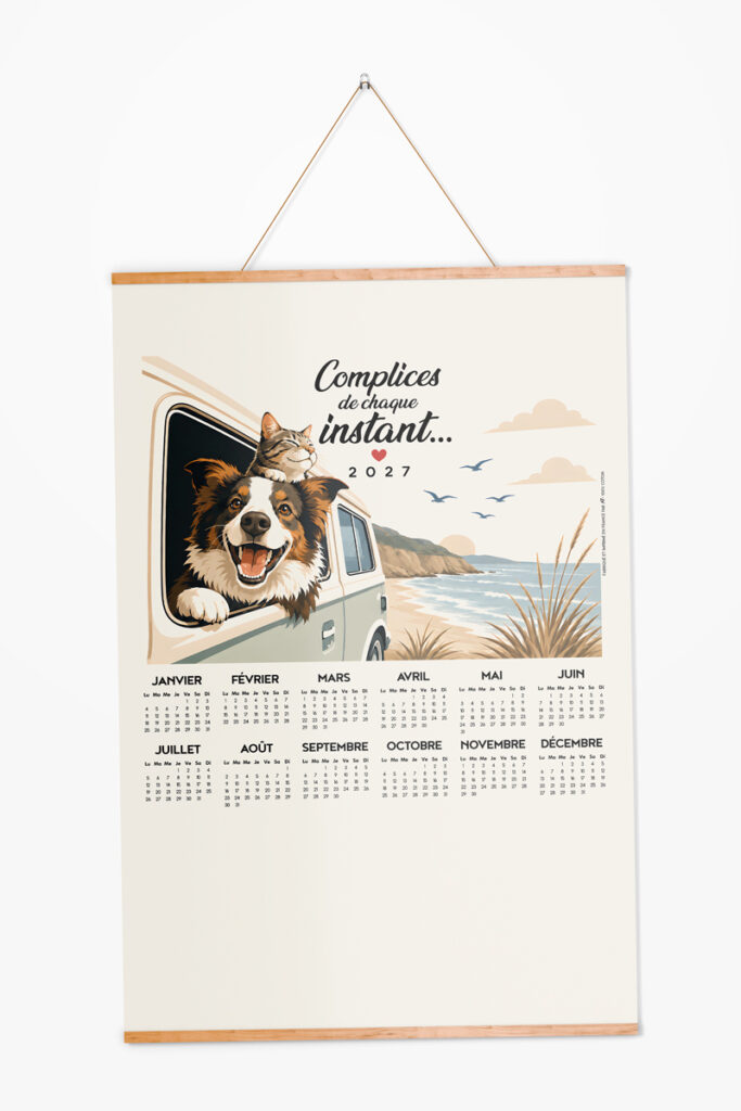 Calendrier Ariane7 2026 Complicité chien-chat